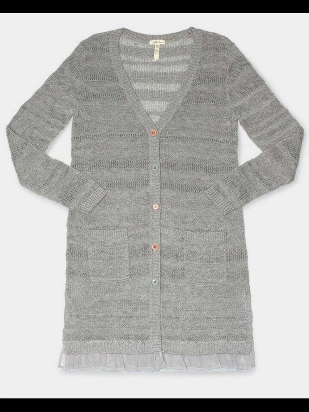 Matilda Jane Light Gray Long V-Neck Button Cardigan